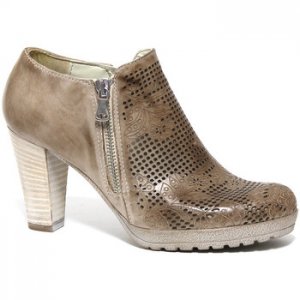 Donna Riccianera T306 SCARPE DONNA STIVALETTI TRONCHETTI ZIP SERIGRAFATA TAUPE beige Ufficialmente