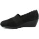 Donna Classiche basse Hrs mocassino NOBUK Nero Alla Moda Di Sconto