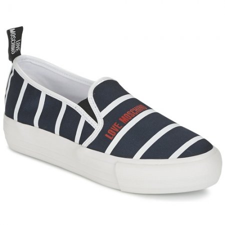 Fine Delle Vendite Slip On Love Moschino Blu/Bianco I Love Stripes per Donna