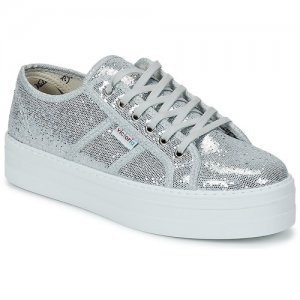 A Casa Shopping Sneakers Victoria Argento Glitter Plataforma per Donna