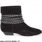 Donna Saint Laurent Stivaletti tacco basso in pelle Scamosciato nero Moda Online