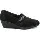 Donna Classiche basse Hrs mocassino NOBUK Nero Alla Moda Di Sconto