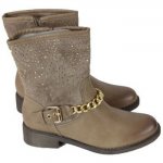 Donna Kebello Boots FM322 Kaki beige Top Negozio Autentica