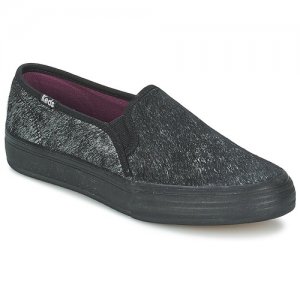 Originale Slip On Keds Nero Double Decker Metallic Dusted Pony per Donna