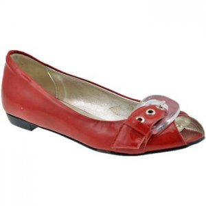 Donna Ballerine Lea Foscati Spuntata Fibbia Ballerine rosso Magazzino Outlet